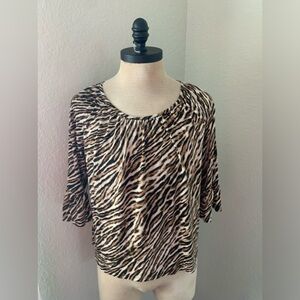 Michael Kors Women Medium Animal Print Top Shirt Black Brown